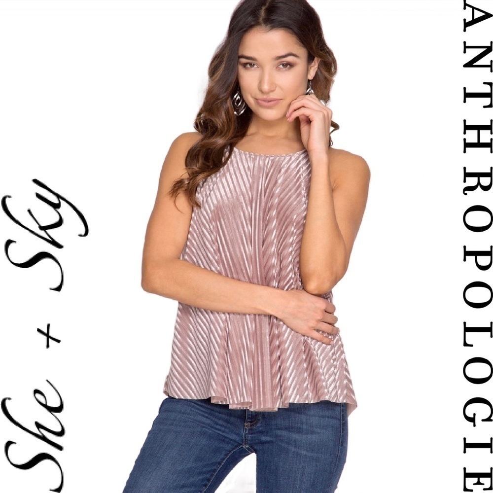 “Bernadette” Sleeveless Striped Cami pink small